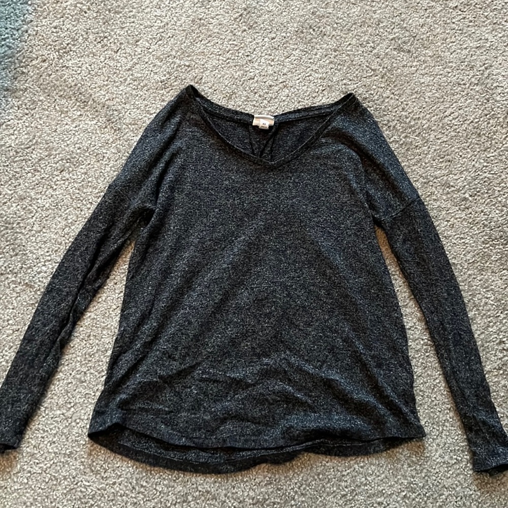 Gray Heather V-neck Sweater-XS